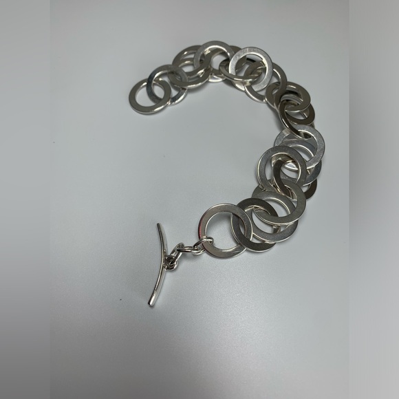 Silpada RARE VHTF Sterling Silver INTERLOCKING DISC Toggle Closure Bracelet 8.5” - Picture 8 of 8